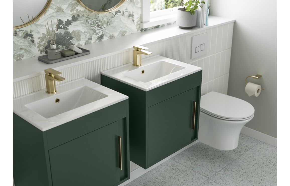 Elements 510mm x 390mm Wall Hung vanity cabinet unit - Matt Conifer Green