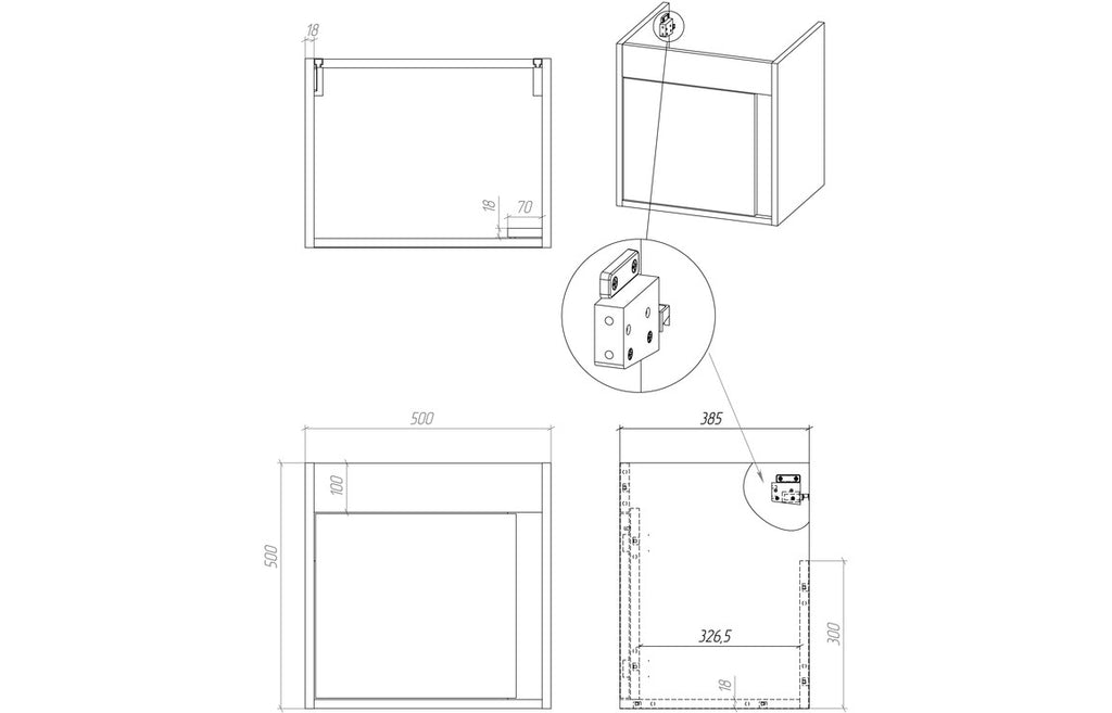 Elements 510mm x 390mm Wall Hung vanity Unit - Matt Light Grey