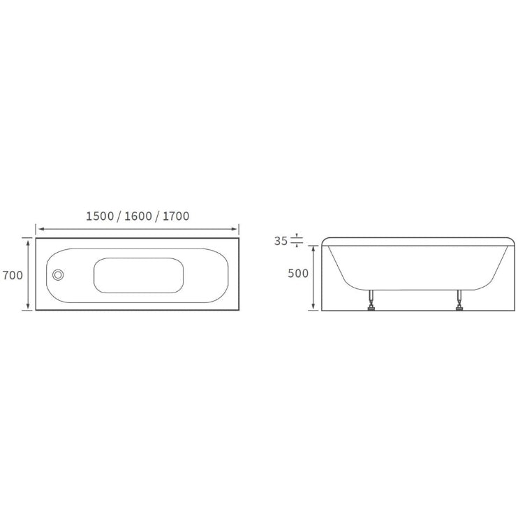 Eurowa Steel Single End 2TH Bath w/Legs
