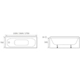 Eurowa Steel Single End 2TH Bath w/Legs