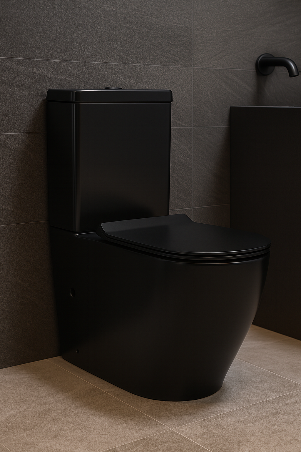 Marvel Rimless Close Coupled Toilet Black - Including Toilet Pan and Seat