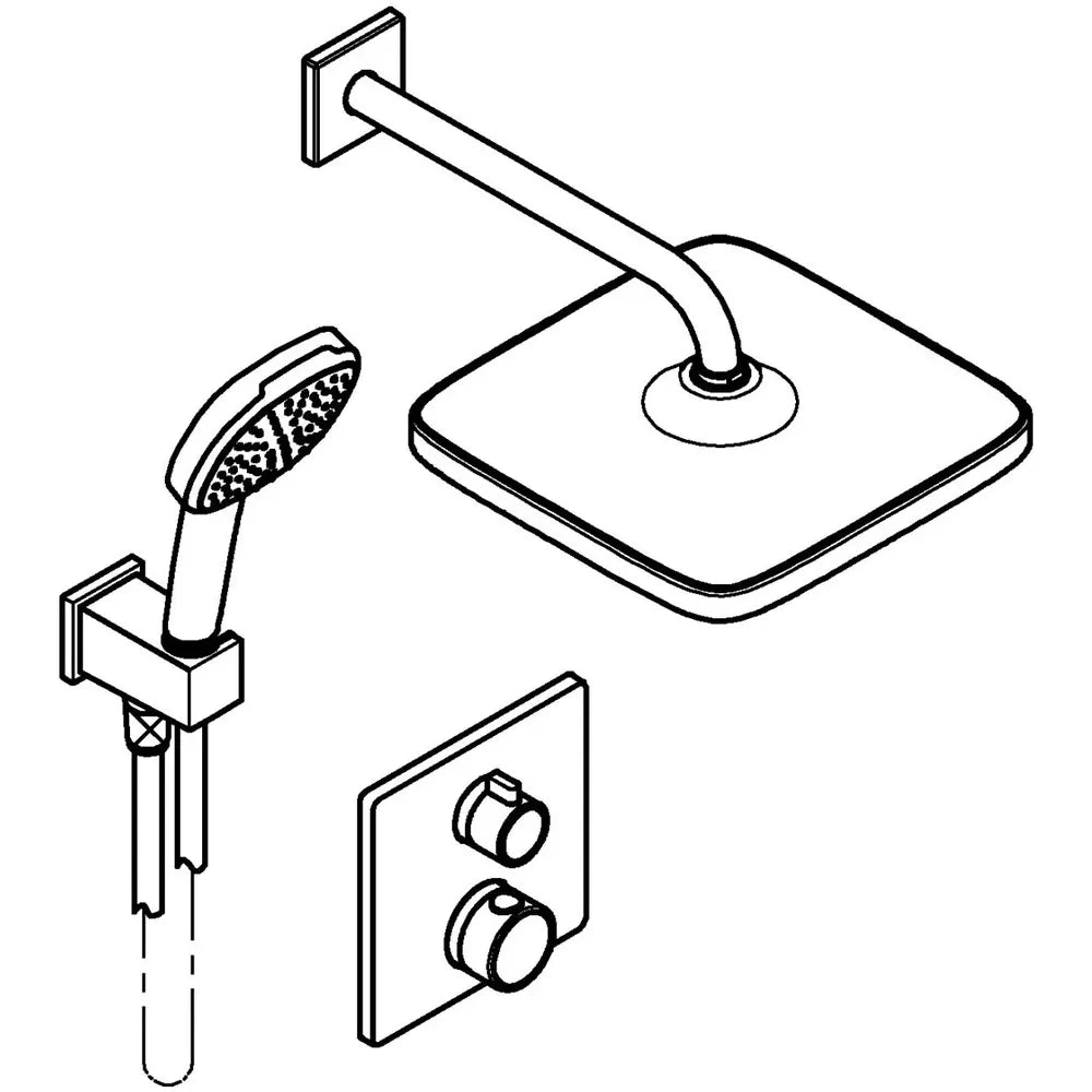 Grohe GrohTherm THM Square Concealed 2 Function Shower System 250