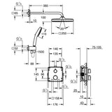 Grohe GrohTherm THM Square Concealed 2 Function Shower System 250