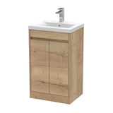 nuie Havana Autumn Oak 2 Door Floor Standing Vanity Unit With Mid-Edge Basin