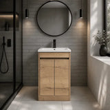 nuie Havana Autumn Oak 2 Door Floor Standing Vanity Unit With Mid-Edge Basin