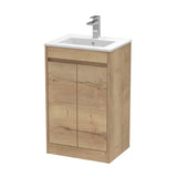 nuie Havana Autumn Oak 2 Door Floor Standing Vanity Unit With Minimalist Basin
