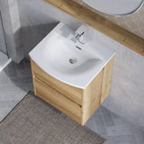 nuie Havana 500mm Autumn Oak 2 Drawer Wall Hung Vanity Unit With U-Shaped Curved Basin