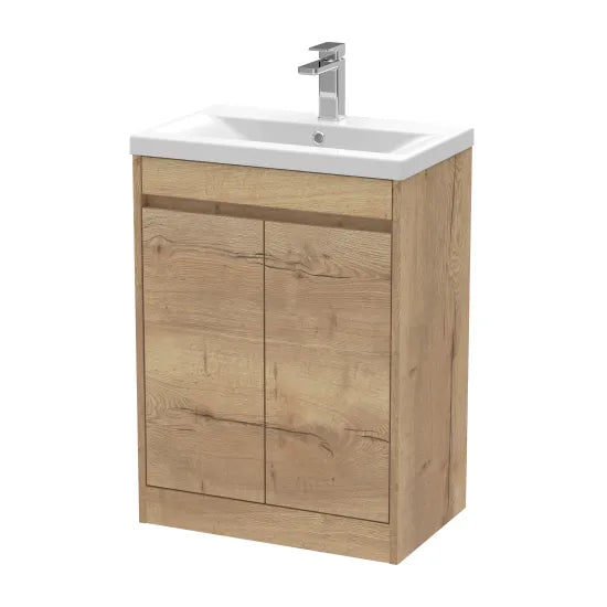 nuie Havana Autumn Oak 2 Door Floor Standing Vanity Unit With Mid-Edge Basin