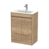 nuie Havana Autumn Oak 2 Door Floor Standing Vanity Unit With Minimalist Basin