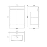 nuie Havana Autumn Oak 2 Door Floor Standing Vanity Unit With Minimalist Basin