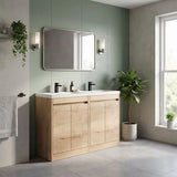 nuie Havana 1200mm Autumn Oak 4 Door Floor Standing Vanity Unit With Polymarble Basin