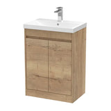 nuie Havana Autumn Oak 2 Door Floor Standing Vanity Unit With Thin-Edge Basin