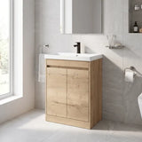 nuie Havana Autumn Oak 2 Door Floor Standing Vanity Unit With Thin-Edge Basin