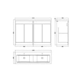nuie Havana 1200mm Autumn Oak 4 Door Floor Standing Vanity Unit With Ceramic Basin
