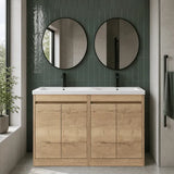 nuie Havana 1200mm Autumn Oak 4 Door Floor Standing Vanity Unit With Ceramic Basin