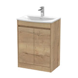 nuie Havana 600mm Autumn Oak 2 Door Floor Standing Vanity Unit With Curved Basin