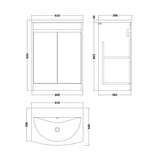 nuie Havana 600mm Autumn Oak 2 Door Floor Standing Vanity Unit With Curved Basin