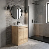 nuie Havana 600mm Autumn Oak 2 Door Floor Standing Vanity Unit With Curved Basin