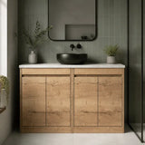 nuie Havana 1200mm Autumn Oak 4 Door Floor Standing Vanity Unit With Bellato Grey Worktop