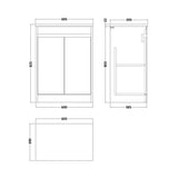 nuie Havana 600mm Autumn Oak 2 Door Floor Standing Vanity Unit With Bellato Grey Worktop