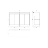 nuie Havana 1200mm Autumn Oak 4 Door Floor Standing Vanity Unit With Co-ordinating Worktop
