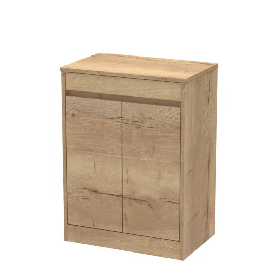 nuie Havana 600mm Autumn Oak 2 Door Floor Standing Vanity Unit With Co-ordinating Worktop