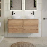 nuie Havana 1200mm Autumn Oak 4 Drawer Wall Hung Vanity Unit With Bellato Grey Worktop