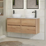nuie Havana 1200mm Autumn Oak 4 Drawer Wall Hung Vanity Unit With Bellato Grey Worktop