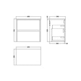 nuie Havana 600mm Autumn Oak 2 Drawer Wall Hung Vanity Unit With Carrara Laminate Worktop