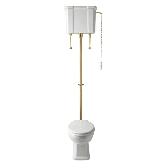nuie lux Hunton Traditional High Level Brushed Brass Toilet With Cistern & Flush Pipe