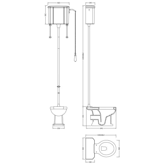 nuie lux Hunton Traditional Low Level Brushed Brass Toilet With Cistern & Flush Pipe