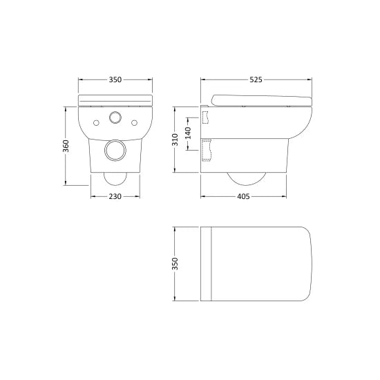 nuie lux Hestbank Square Wall Hung Pan With Seat