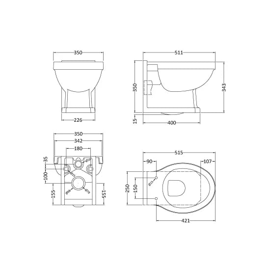 nuie lux Hunton Traditional Wall Hung Pan
