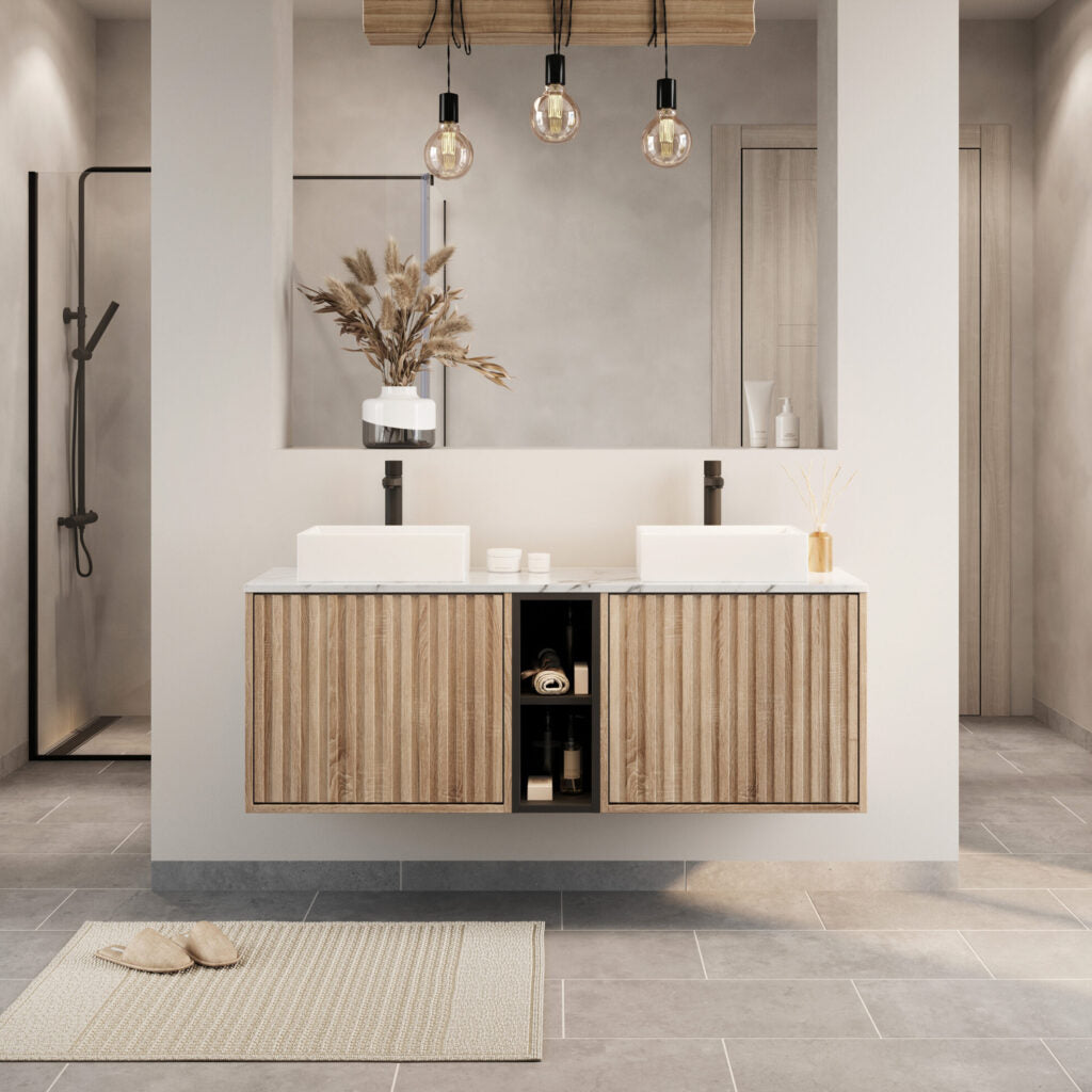 Alfie 1400mm wall hung vanity with Open Storage