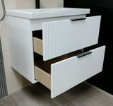 Audrey fluted wall hung vanity unit inc basin 600mm
