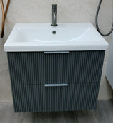 Audrey fluted wall hung vanity unit inc basin 600mm