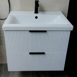 Audrey fluted wall hung vanity unit inc basin 600mm