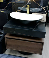 Serano black walnut floating vanity unit set inc bowl 700mm