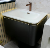 Annie Metallic grey LED wall hung vanity unit inc basin 700mm