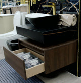 Serano black walnut floating vanity unit set inc bowl 700mm