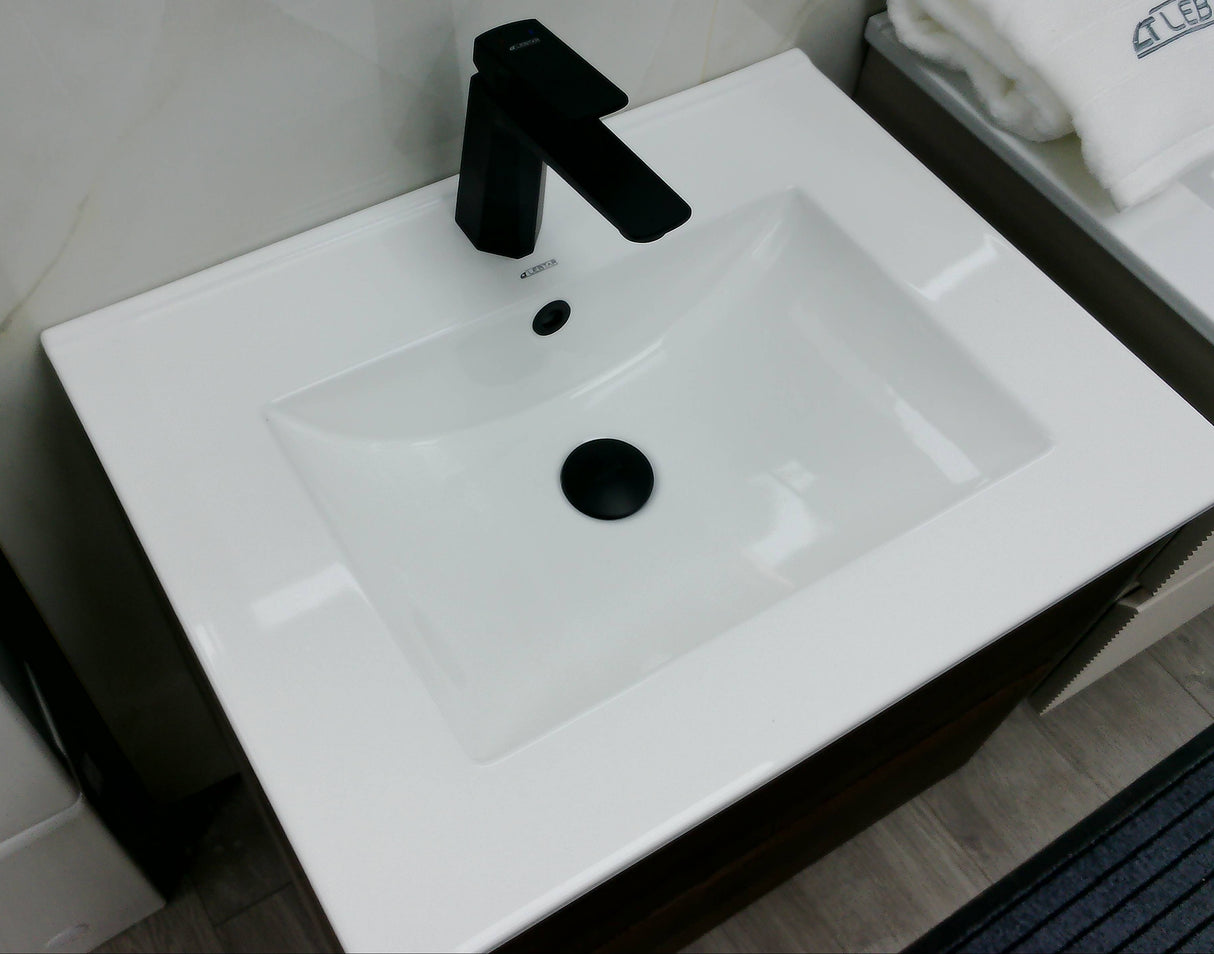 Silka walnut brown wall hung vanity unit inc basin 600mm