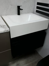 Caroline wood black floating wall hung vanity inc basin 600mm