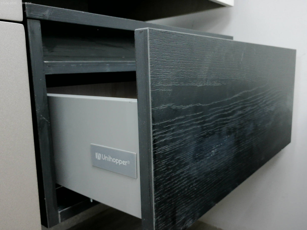 Caroline wood black floating wall hung vanity inc basin 600mm
