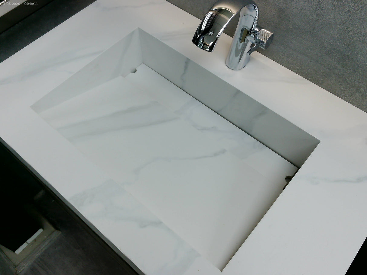 Camilla marble veined grey floating wall hung vanity set 800mm
