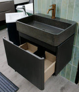 Milano metallic grey wall hung fluted vanity unit inc basin 600mm
