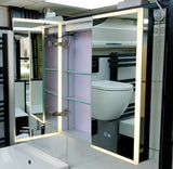 Yora vertical front lit mirror cabinet inc shaver socket 600mm x 700mm