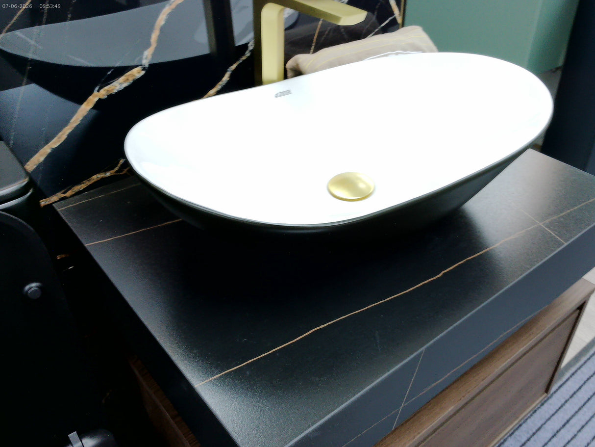 Serano black walnut floating vanity unit set inc bowl 700mm