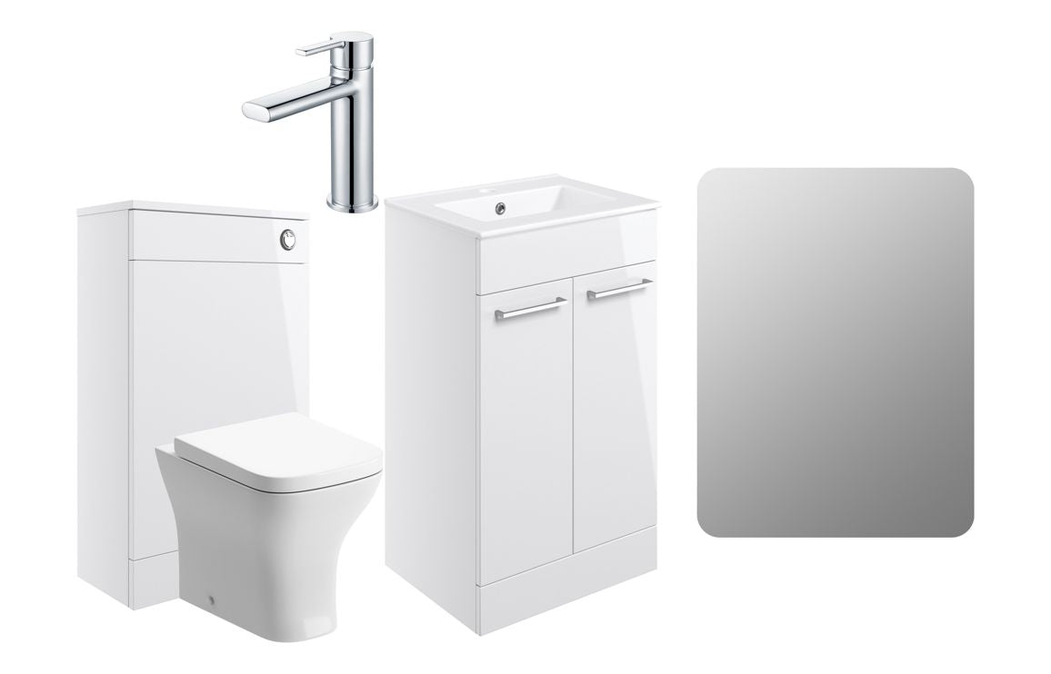 Volta 510mm F/S Furniture Pack - White Gloss w/Chrome Finishes