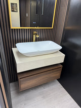 Cortina walnut brown floating wall hung vanity set 800mm