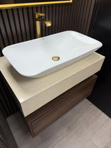 Cortina walnut brown floating wall hung vanity set 800mm